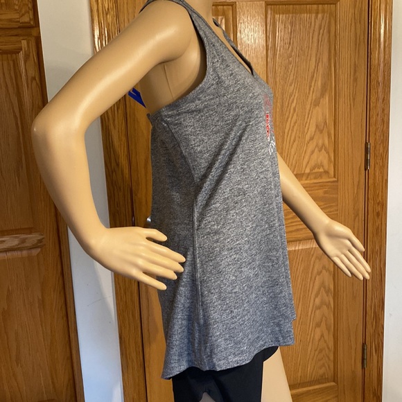NC University heather gray v neck tank with keyhole & crisscross accent … - Picture 3 of 10